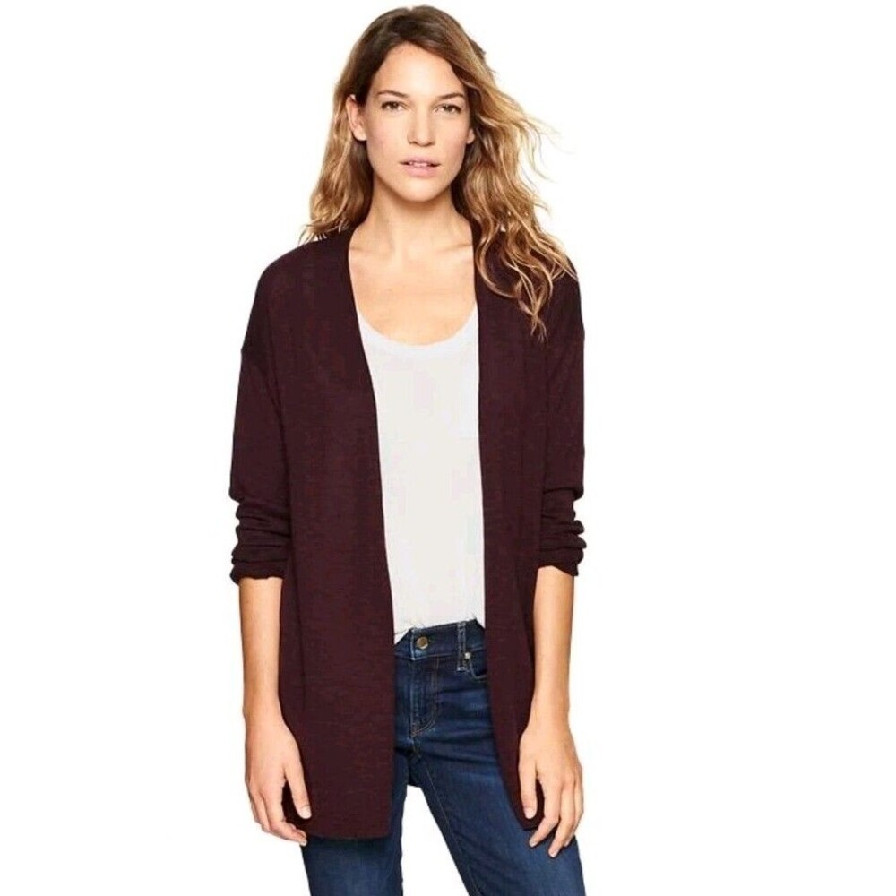 Gap Sweater Women's Small Burgundy Open Cardigan Long Sleeve